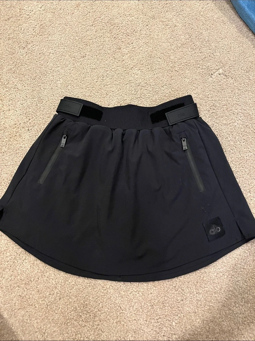 ALO Yoga Black Circle Skirt with Zip Pockets